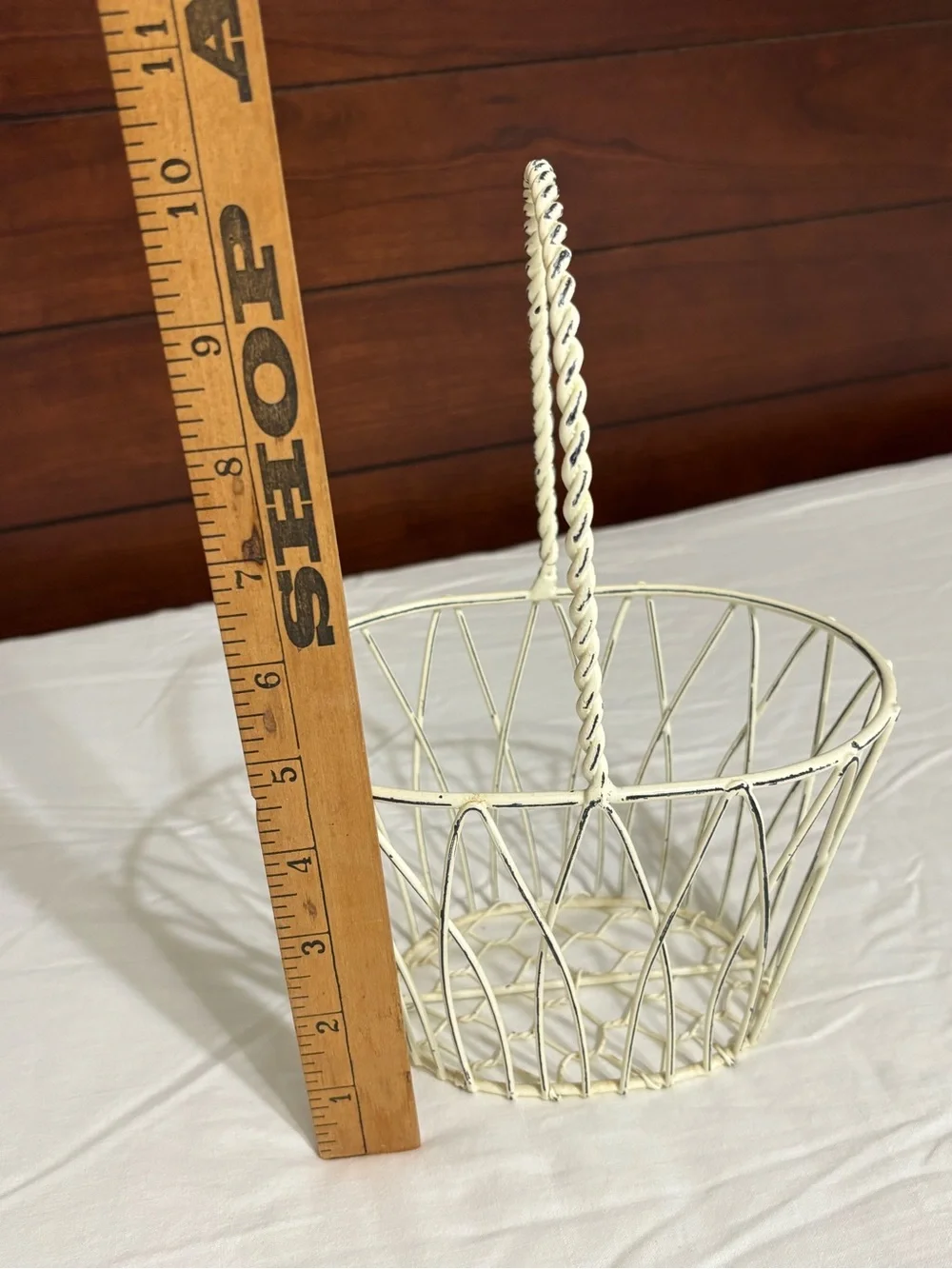 White Wire Decorative Basket with Handle - Home Accents